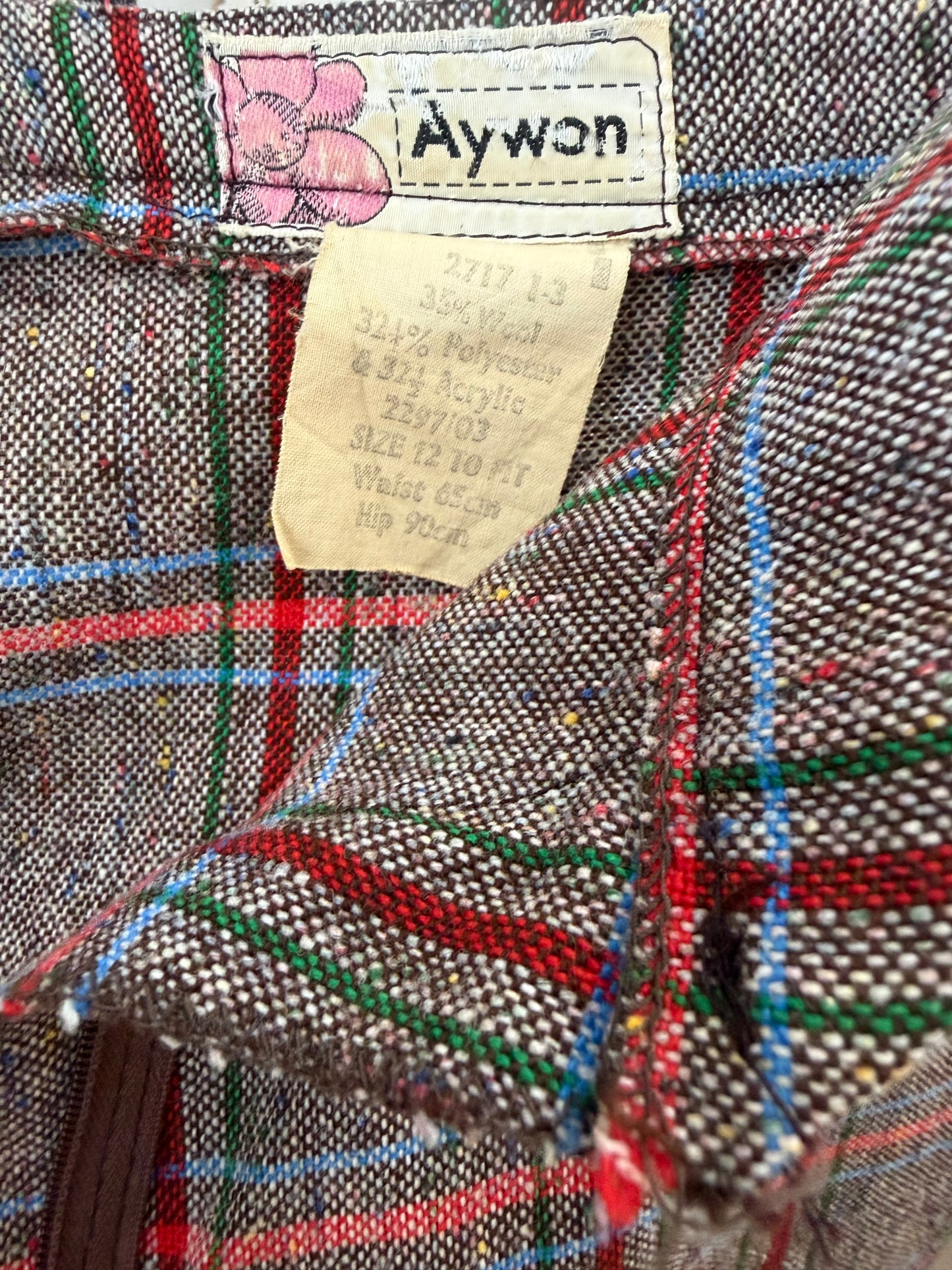 High Rise Tartan Wool Flares