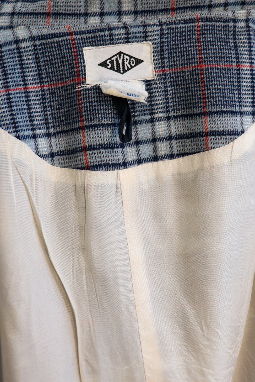 70s Blue Plaid Flare Suit