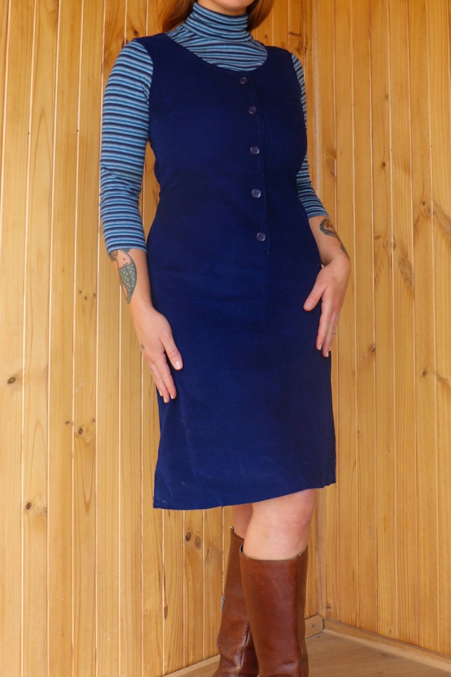 70s Turtleneck Pinafore Midi