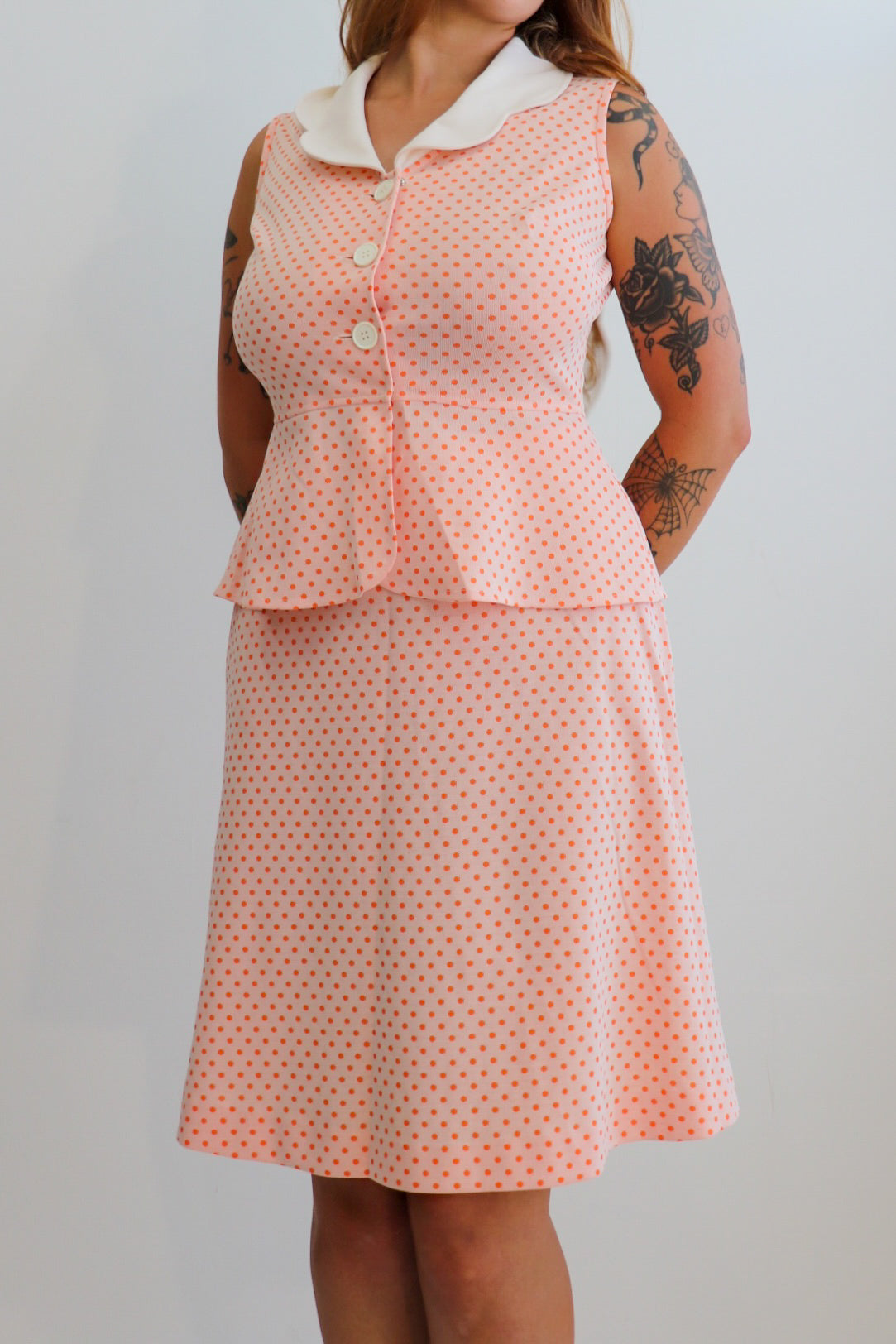 70s Tangerine Polka Dot Set