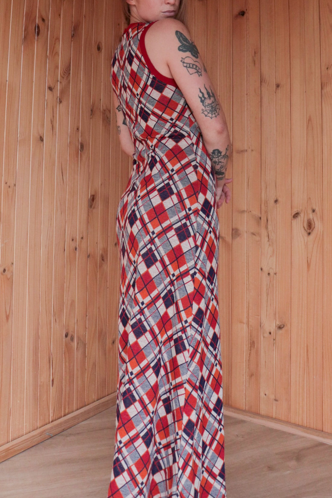 70s Tartan Maxi Dress