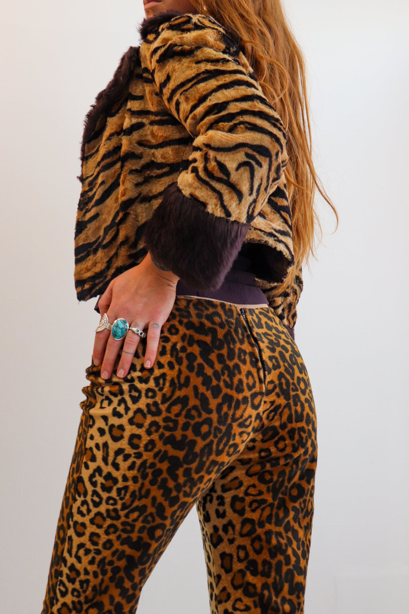 90s Velvet Cheetah Bootcut Flares