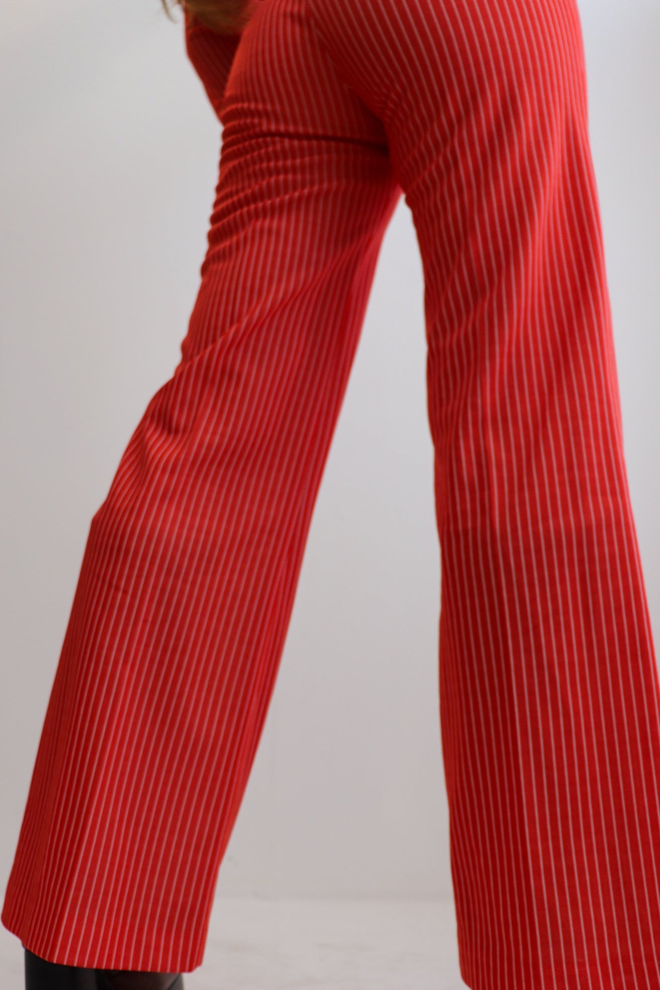 Red & White Stripe Flared Jumpsuit
