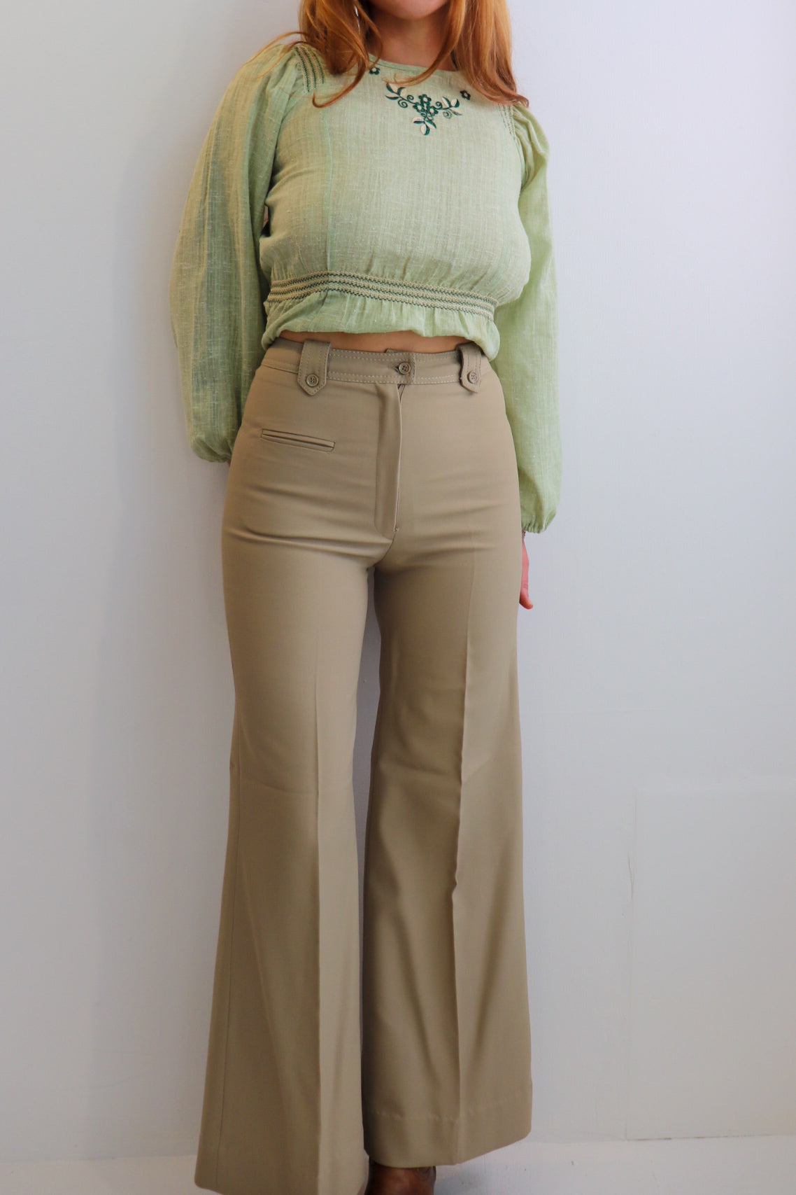 Ecru High Waisted Flares