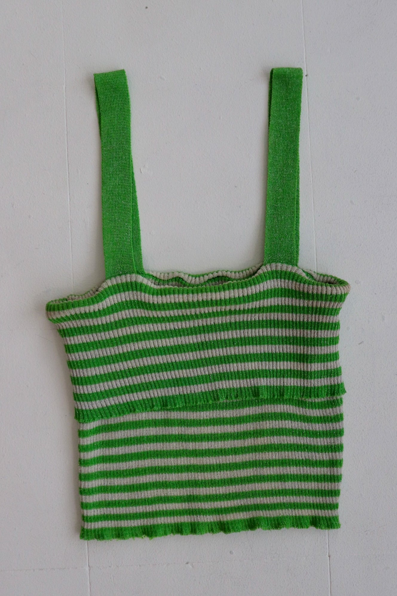 Green Knit Stripe Tank