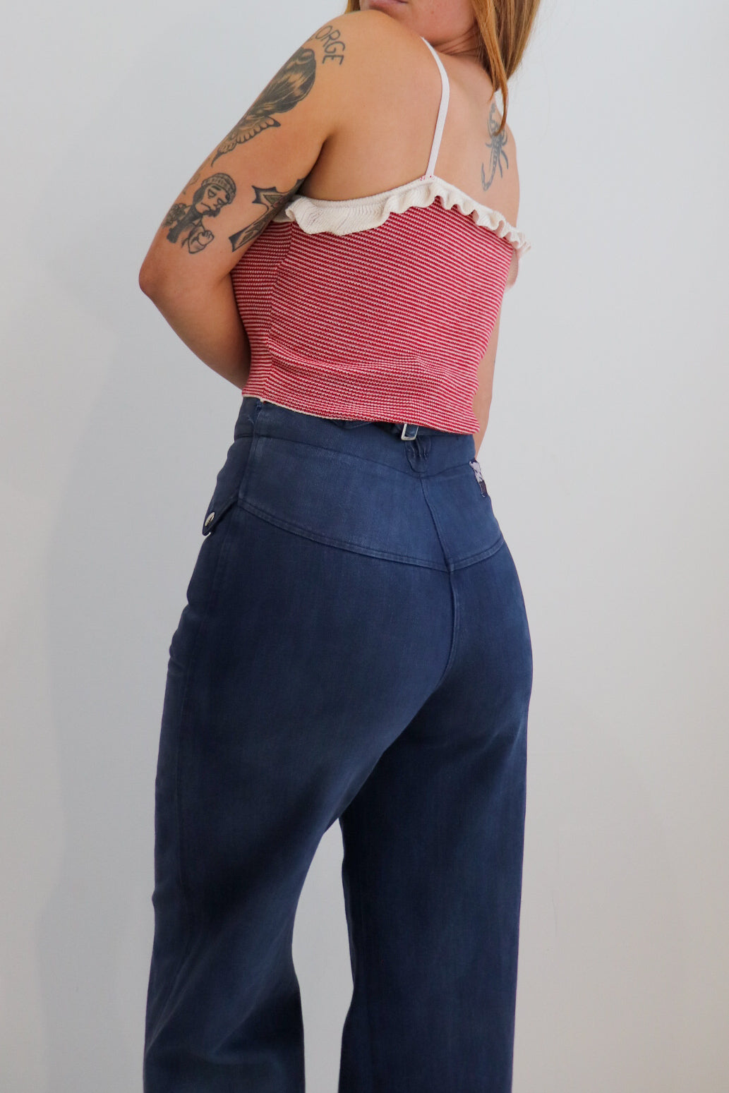 70s Red & White Knit Crop