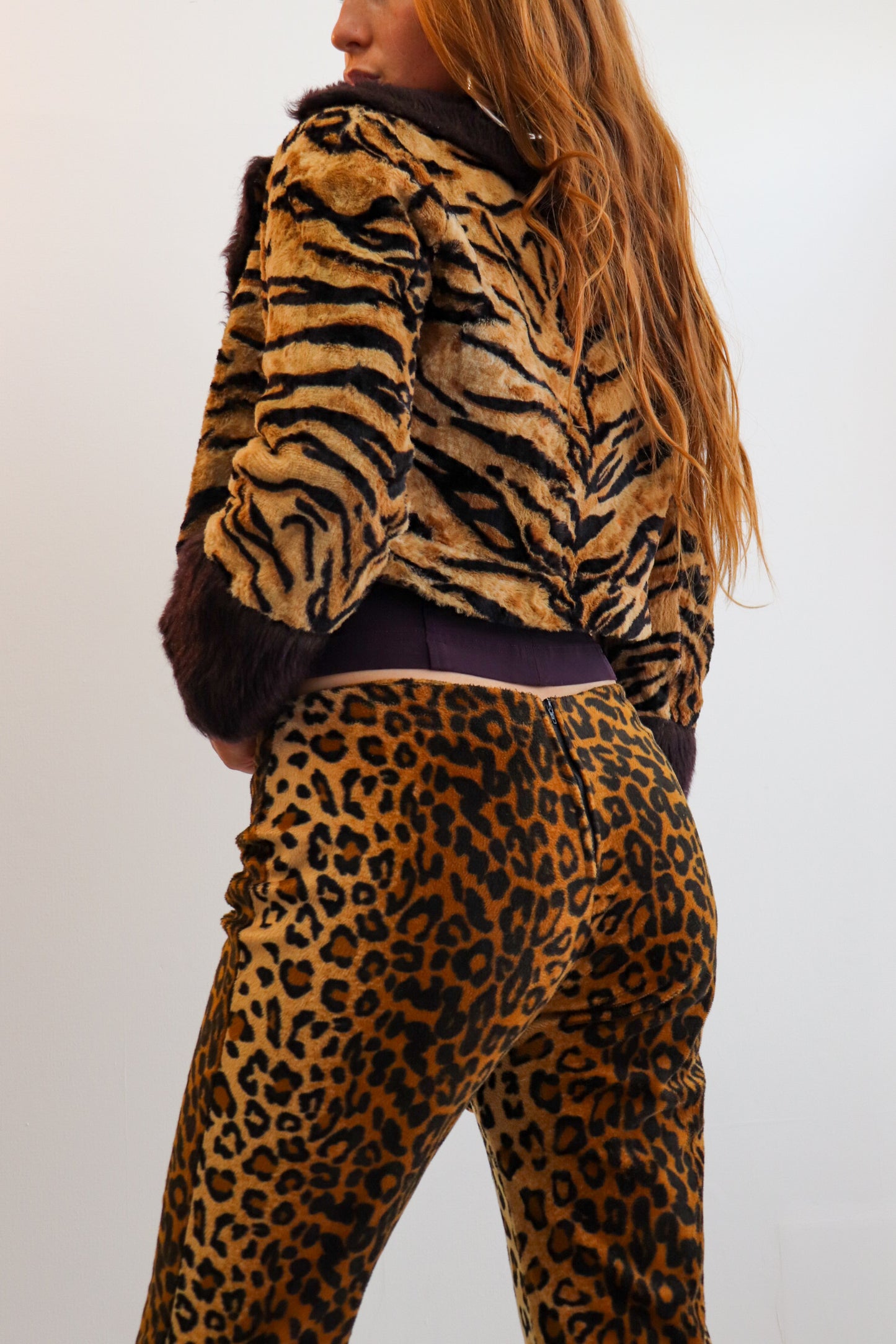 90s Velvet Cheetah Bootcut Flares