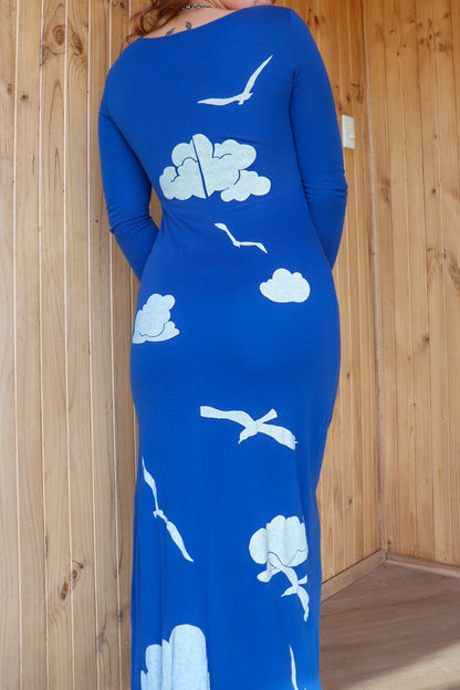 70s Hand Painted Cloud Maxi