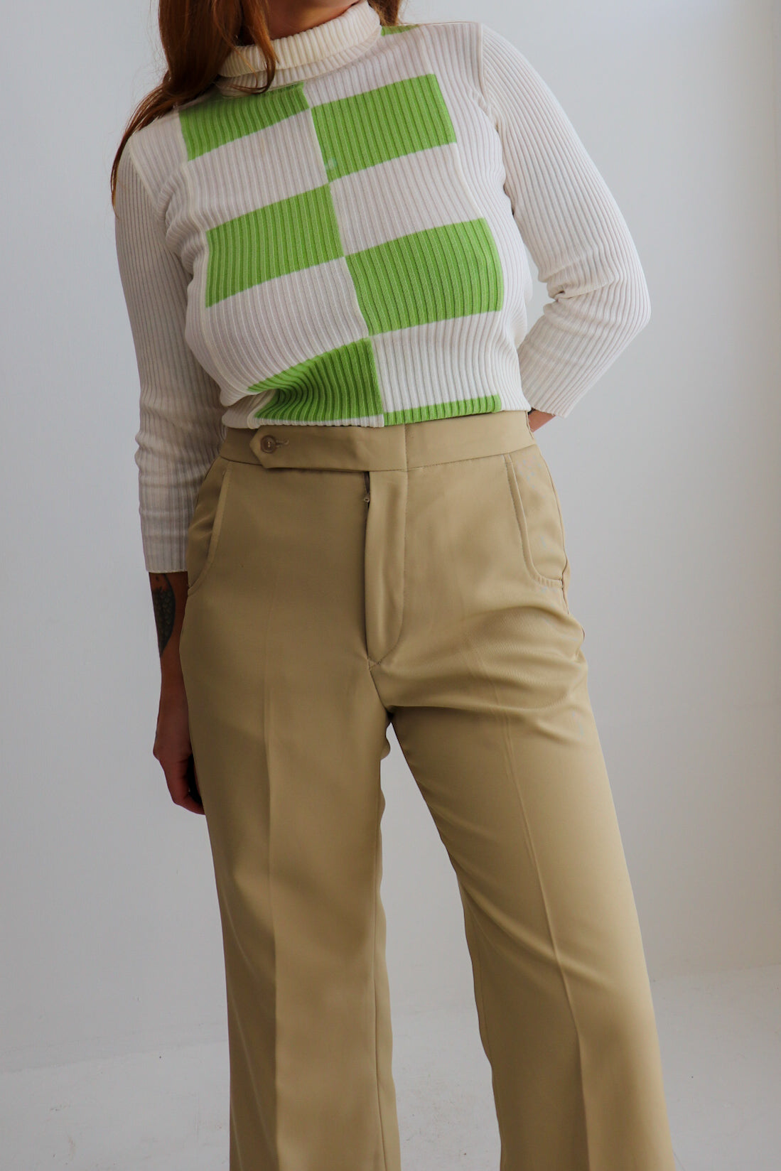 70s Cream Midi Suit Flares