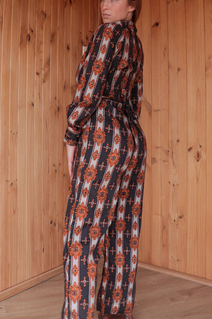 Orange Patterned Jumpsuit