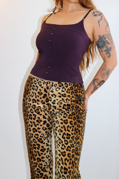 90s Velvet Cheetah Bootcut Flares