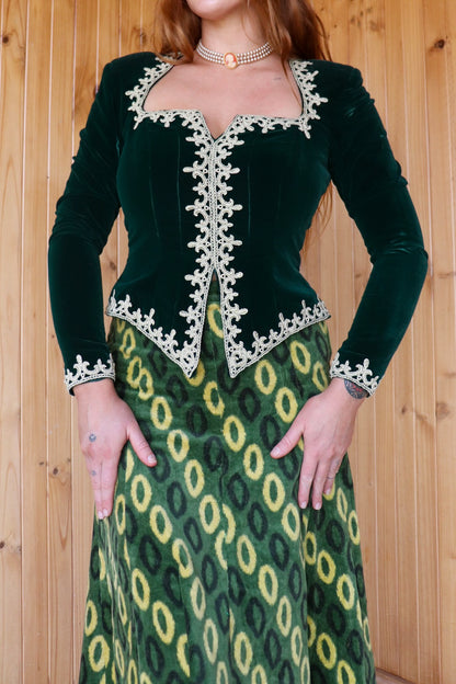 Velvet Green Medieval Bustier Top