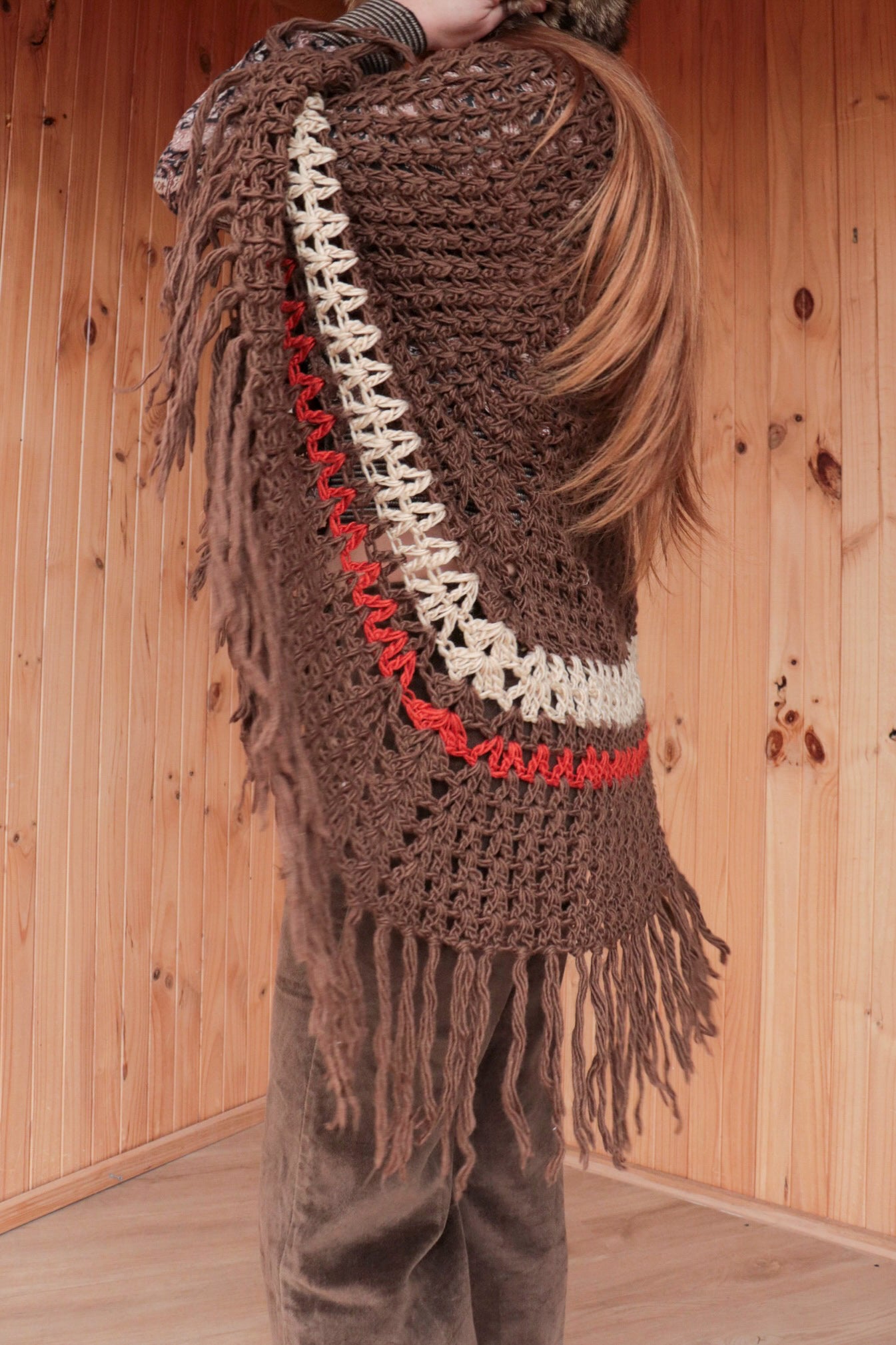 70s Brown Toned Poncho