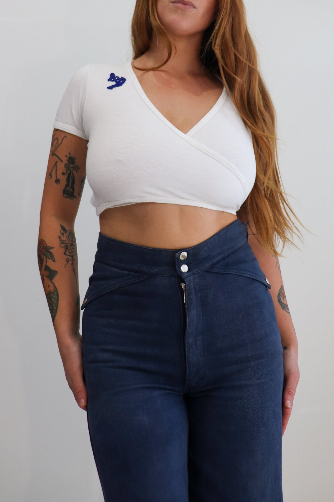 70s Anchor Tie Up Crop