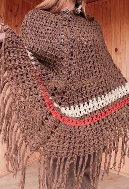 70s Brown Toned Poncho