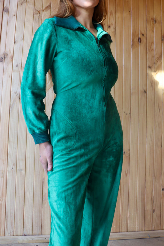 70s Emerald Flared Jumpsuit