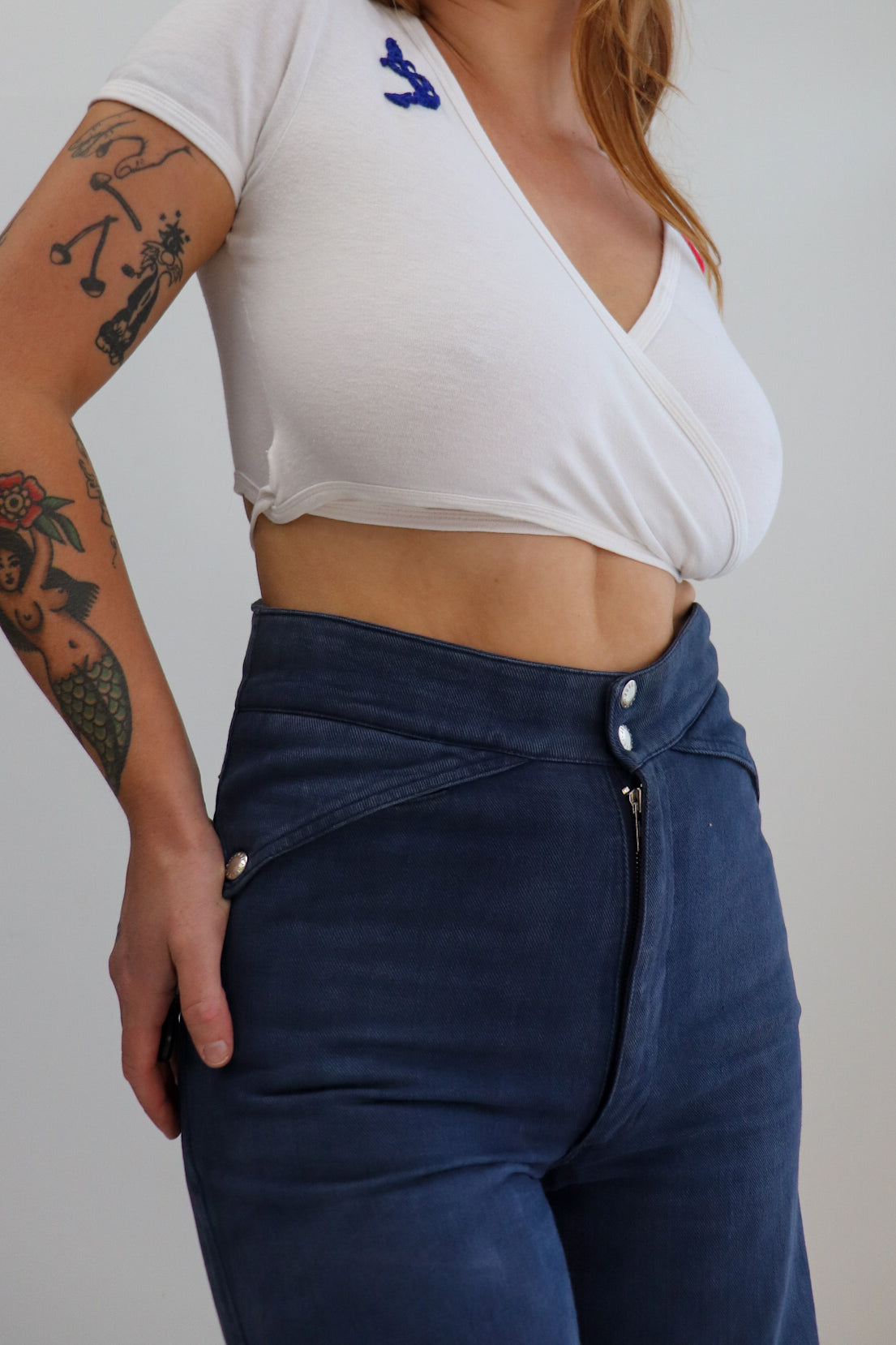 70s Anchor Tie Up Crop