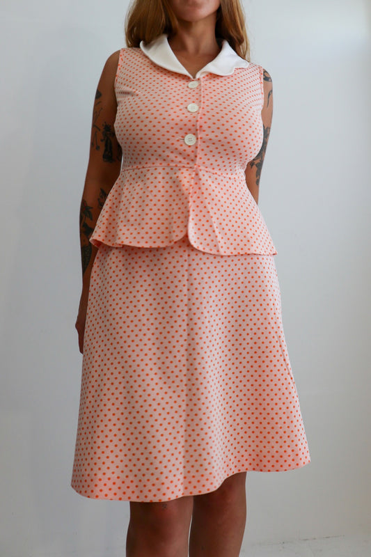 70s Tangerine Polka Dot Set