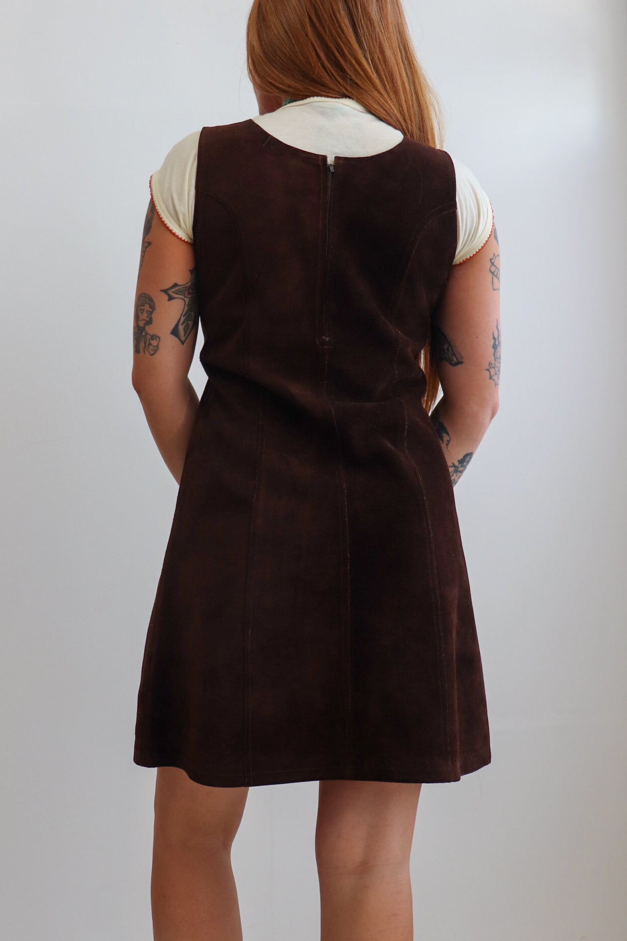 70s Suede Midi Pinafore