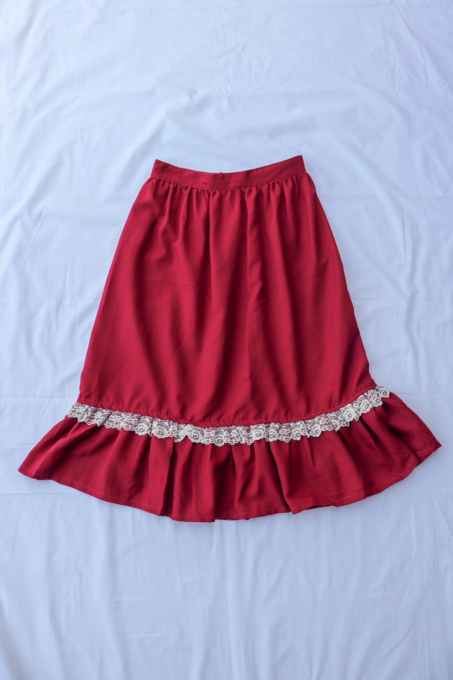 Maroon Midi Prairie Skirt
