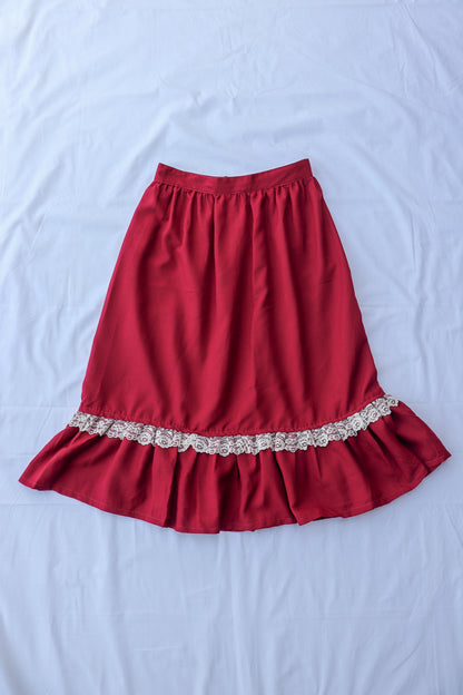 Maroon Midi Prairie Skirt