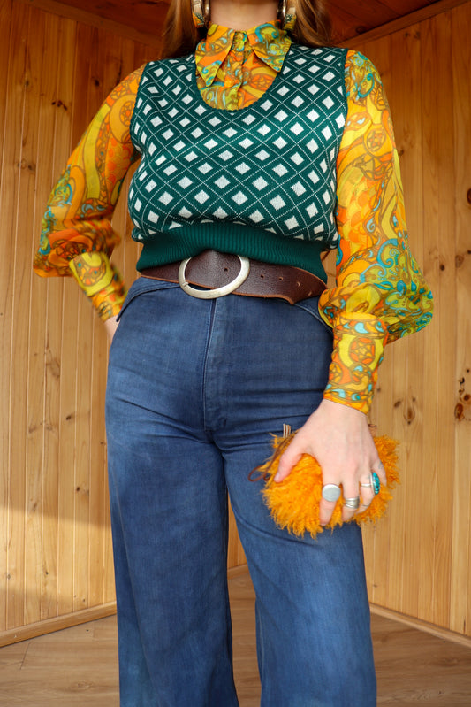 70s Green Knit Vest