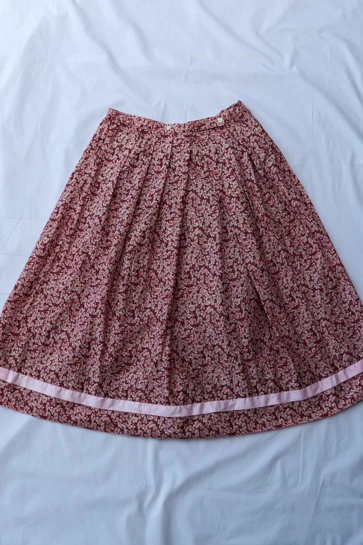 Red Floral Prairie Midi Skirt