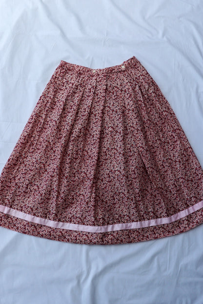 Red Floral Prairie Midi Skirt