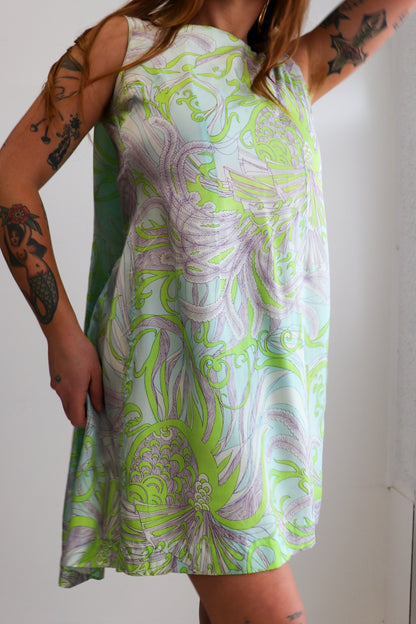 60s Psychedelic Cape Mini Dress