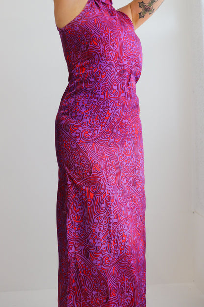 Purple & Orange Psychedelic Split Midi Dress