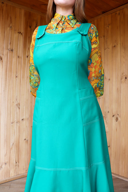 70s Green Midi Pinafore
