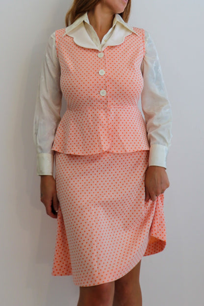 70s Tangerine Polka Dot Set