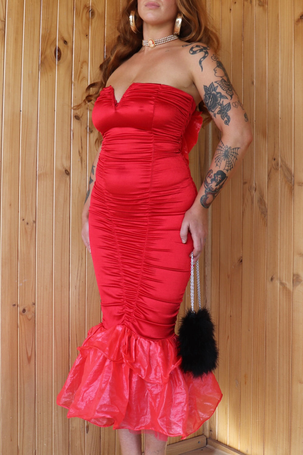 Red Bow Tussi Mermaid Gown
