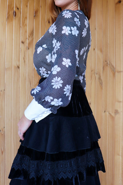 60s Sheer Floral Prairie Crop
