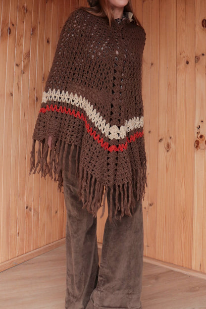70s Brown Toned Poncho