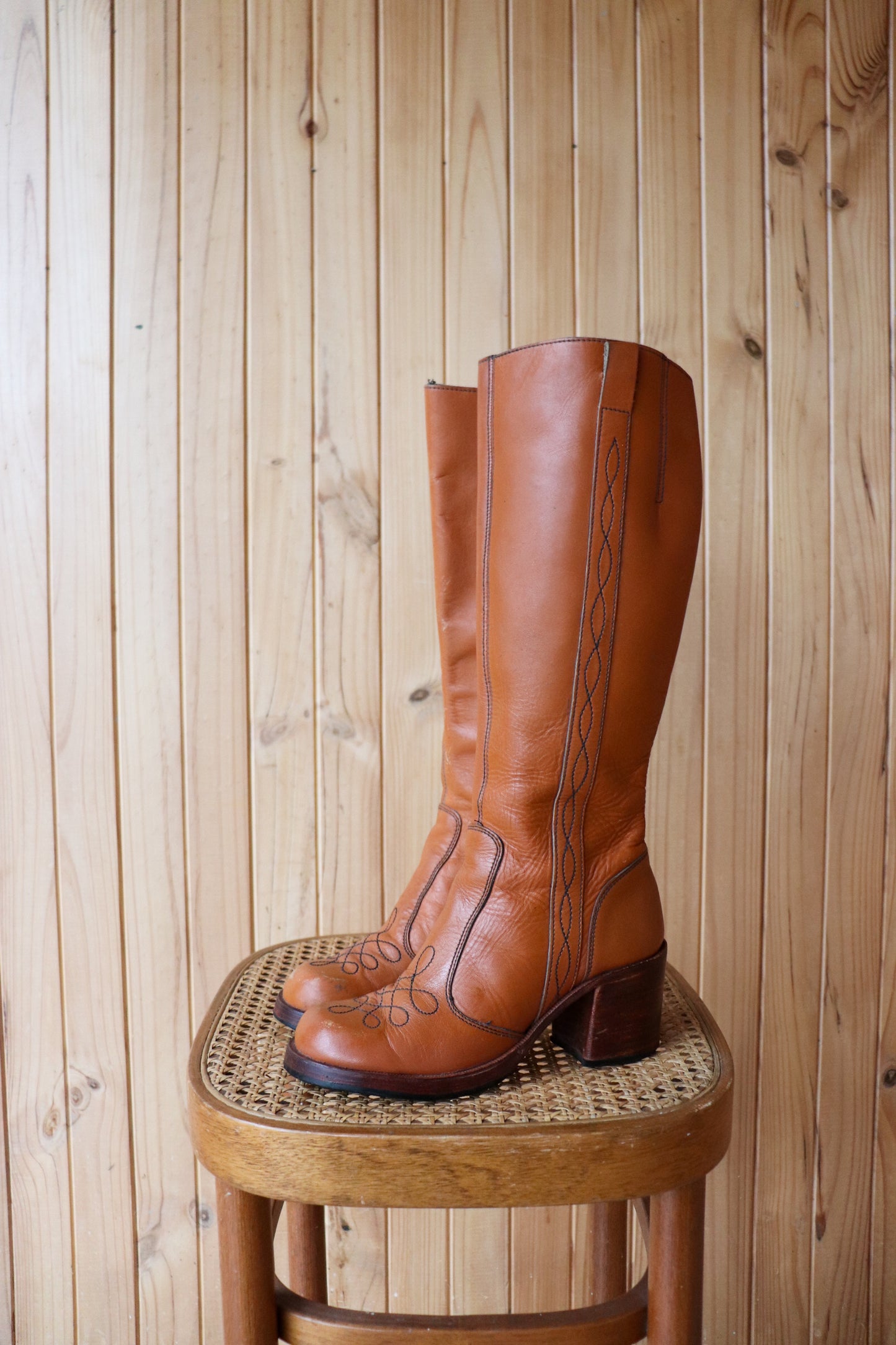 70s Patterned Leather Campus Boots