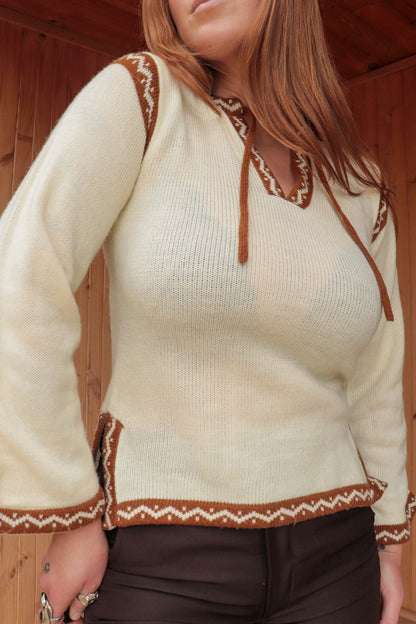 70s Bell Sleeved Knit Blouse