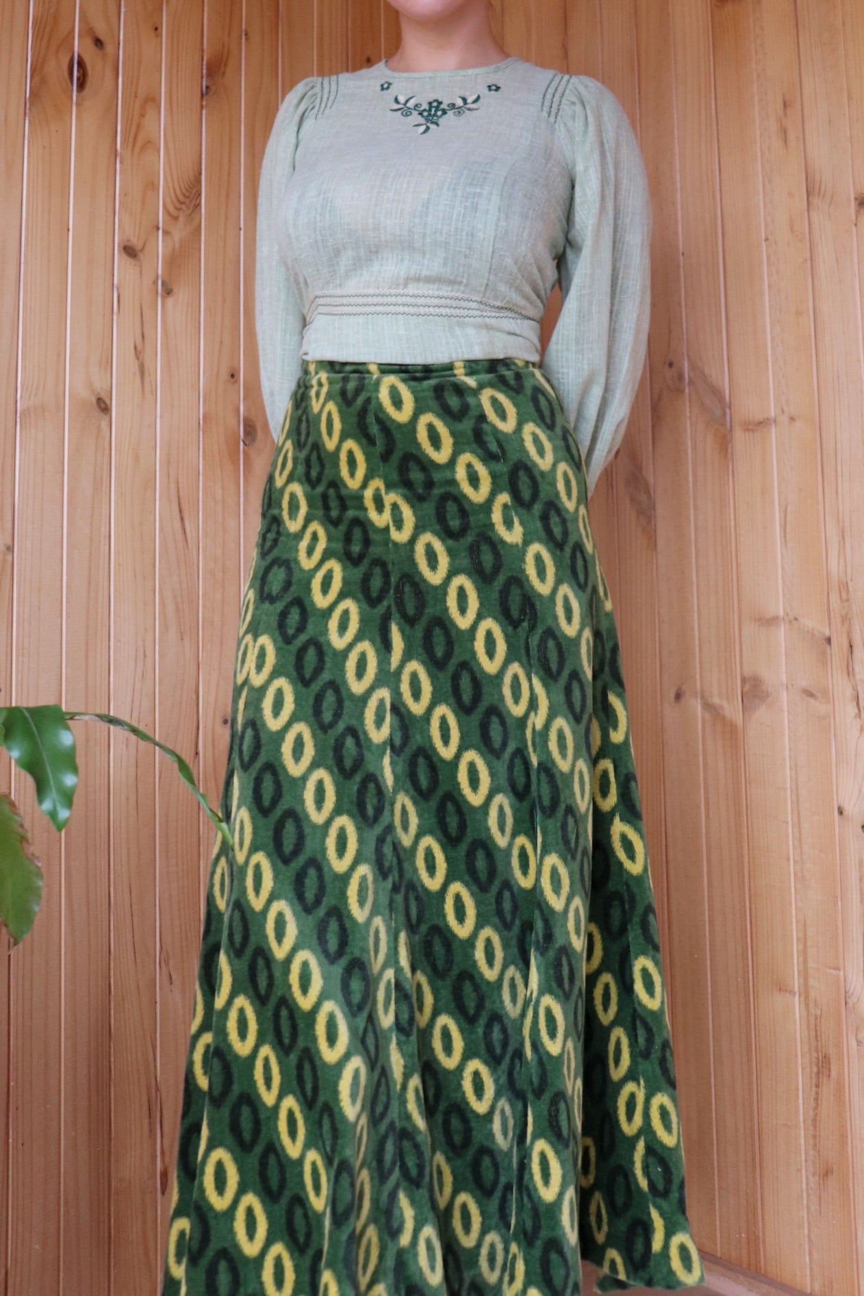 Corduroy Green Maxi Skirt