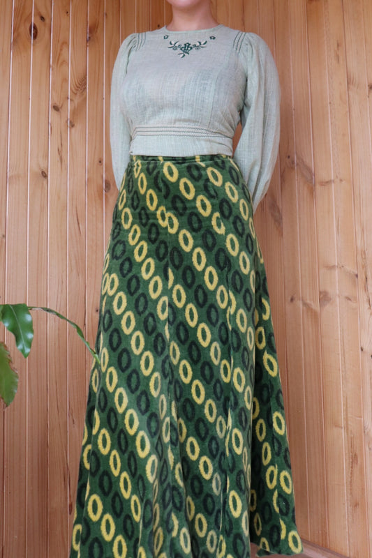 Corduroy Green Maxi Skirt