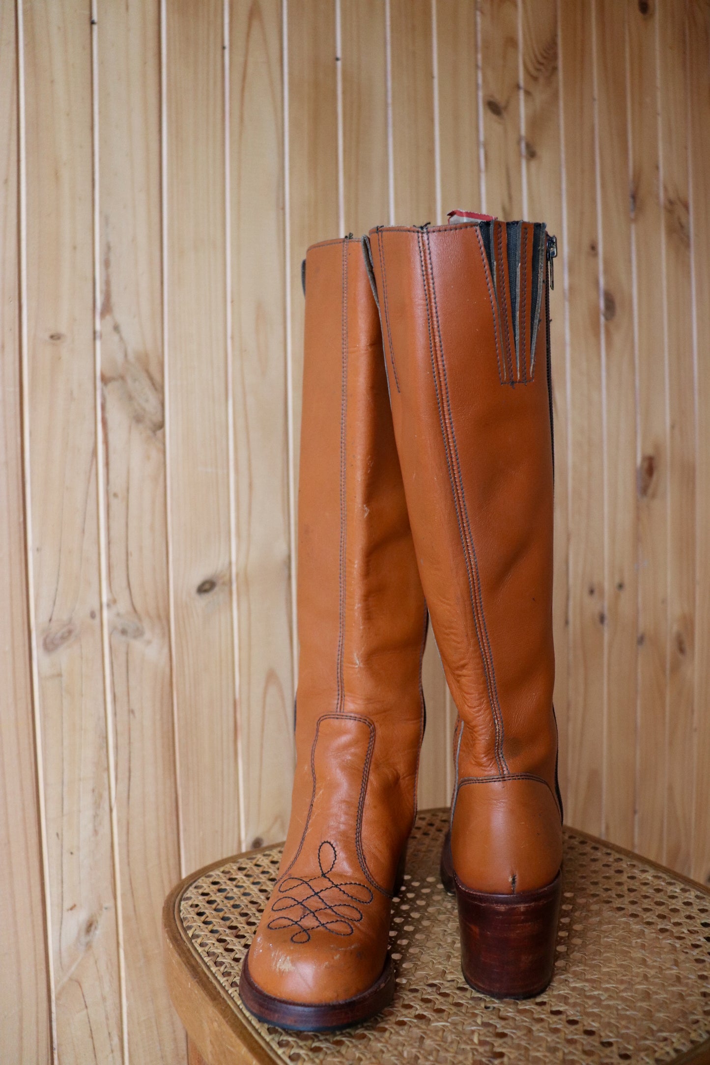 70s Patterned Leather Campus Boots