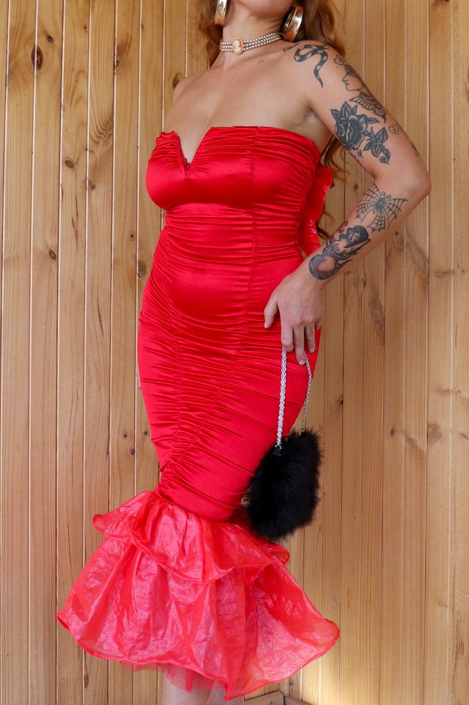Red Bow Tussi Mermaid Gown