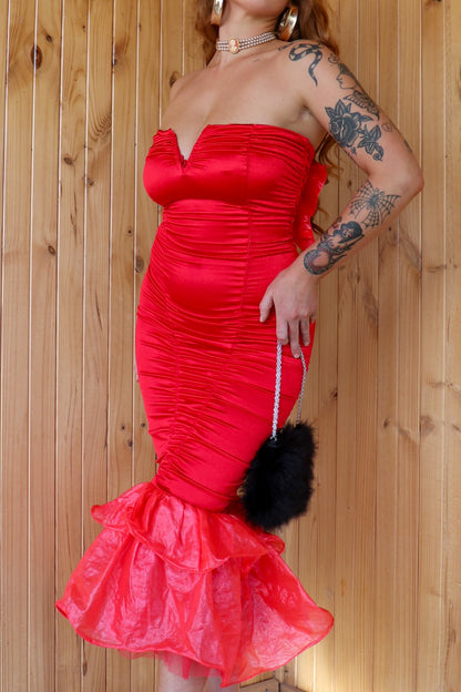 Red Bow Tussi Mermaid Gown