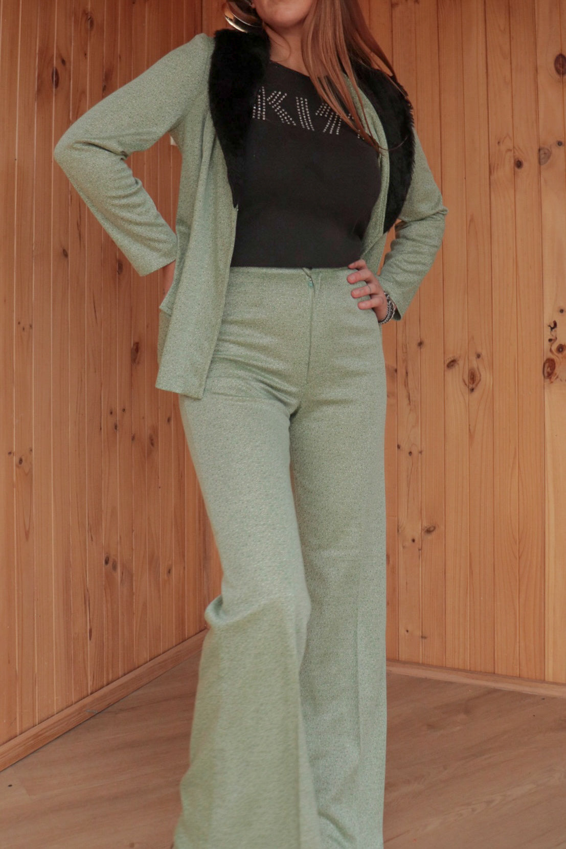 Faux Fur Flared Suit