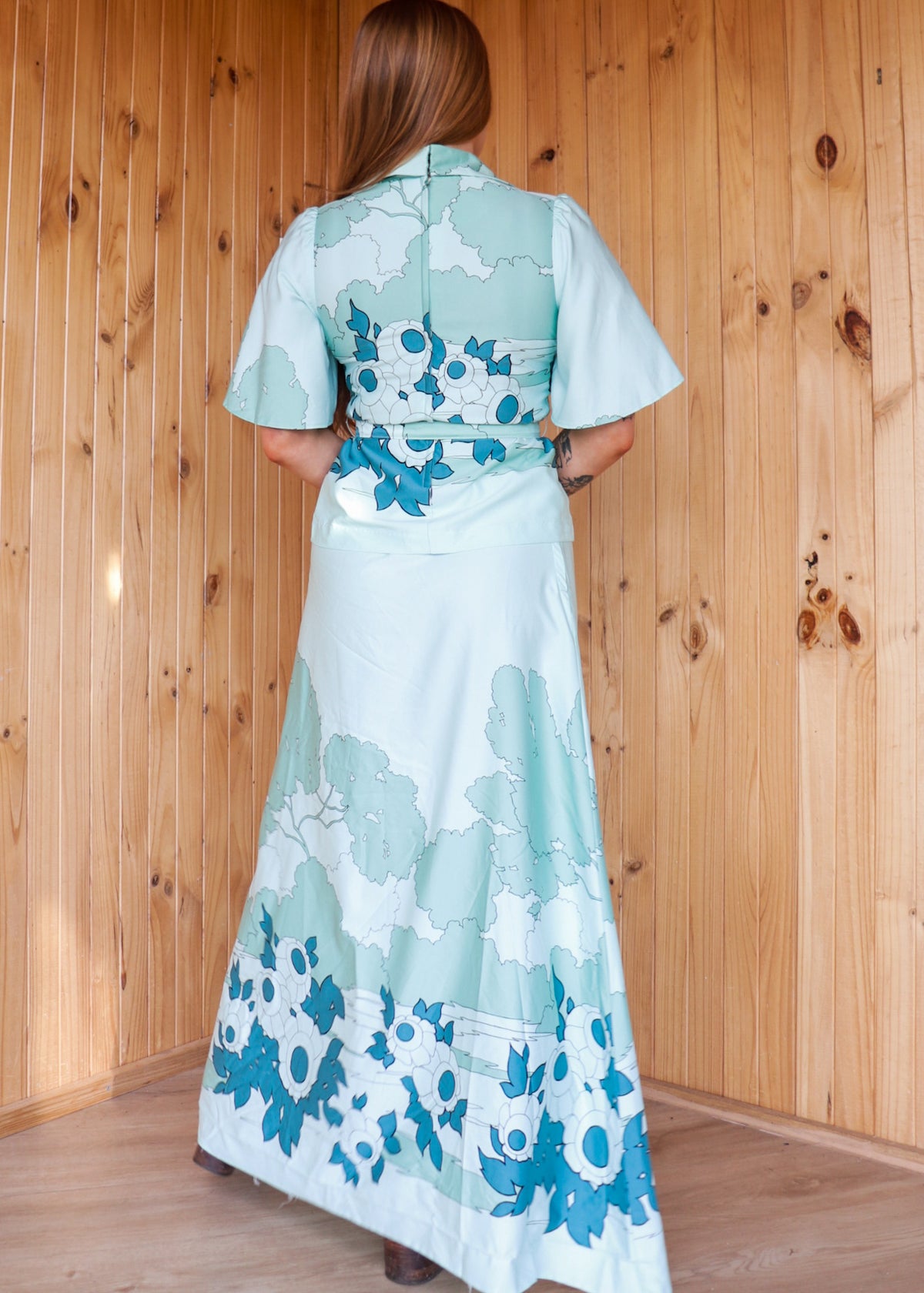 70s Satin Two Piece Set