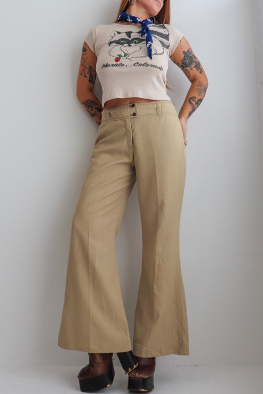 70s Taupe Trumpet Flares