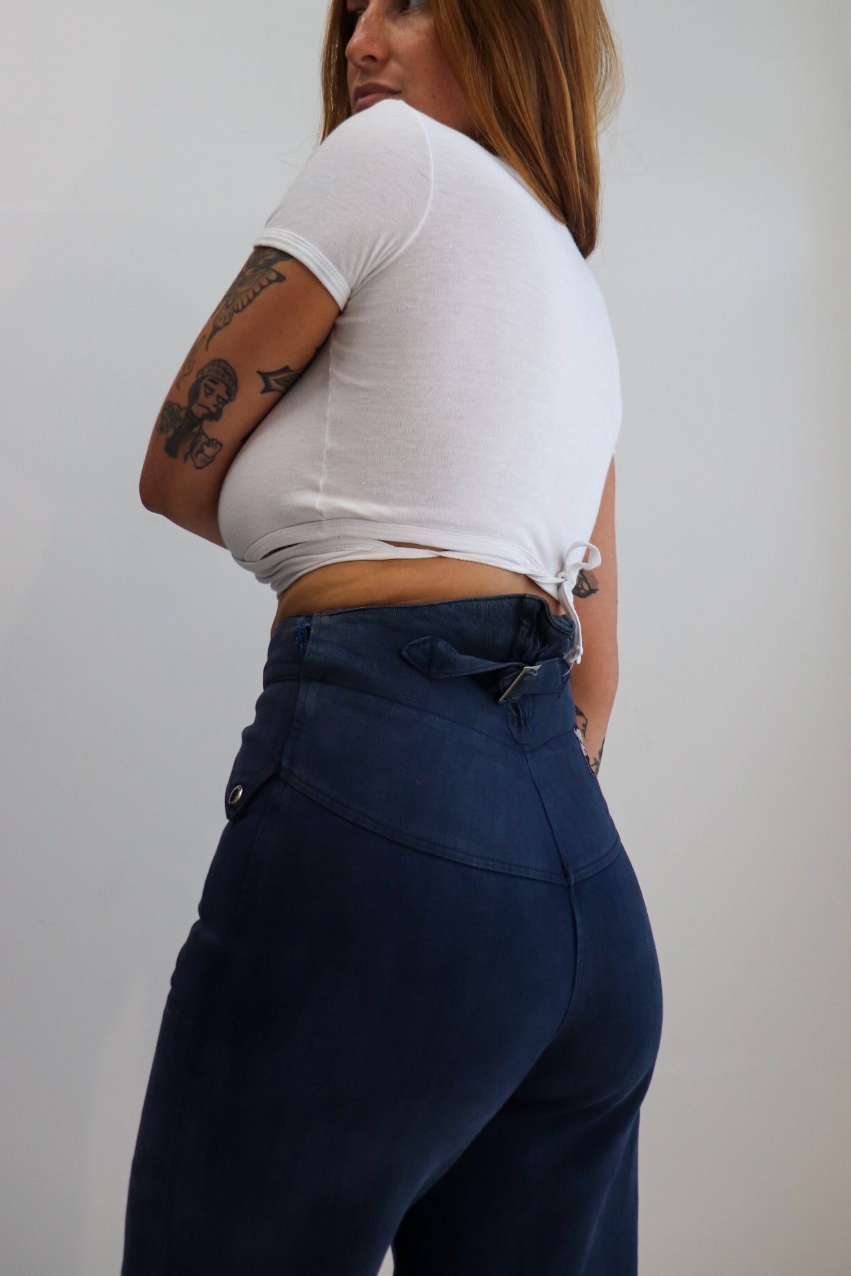 70s Anchor Tie Up Crop