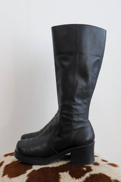90s Black Leather Boots