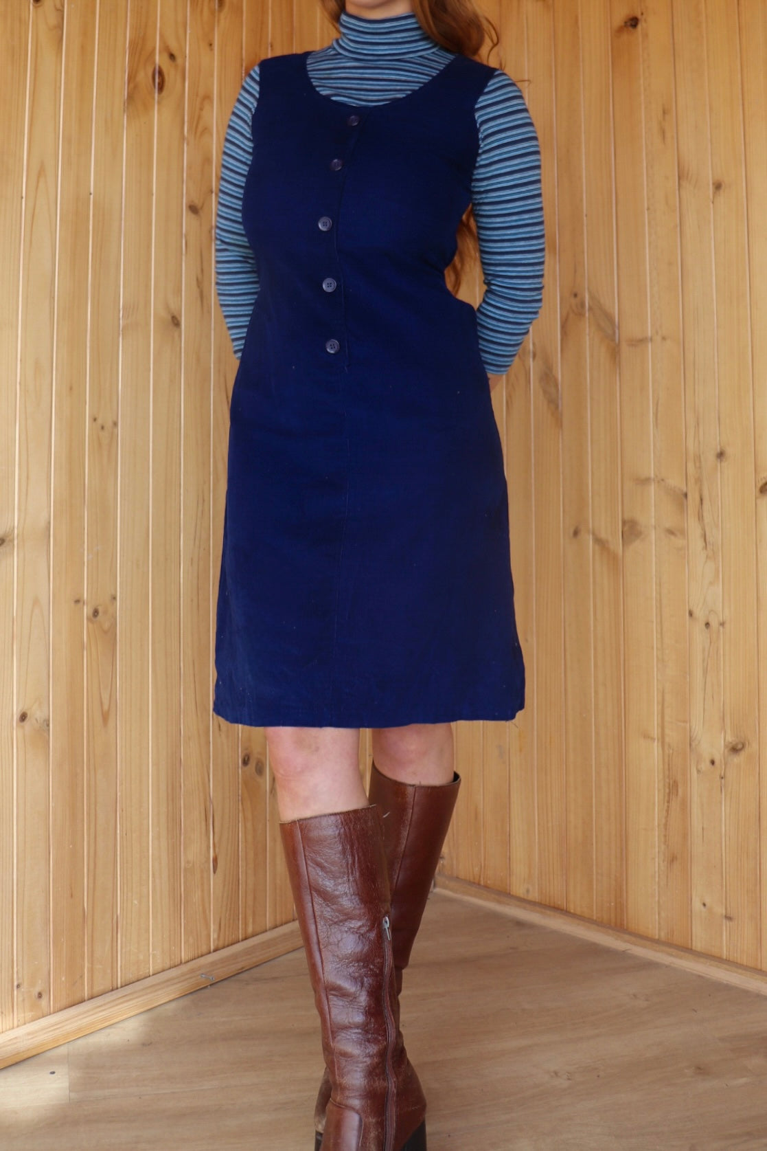 70s Turtleneck Pinafore Midi