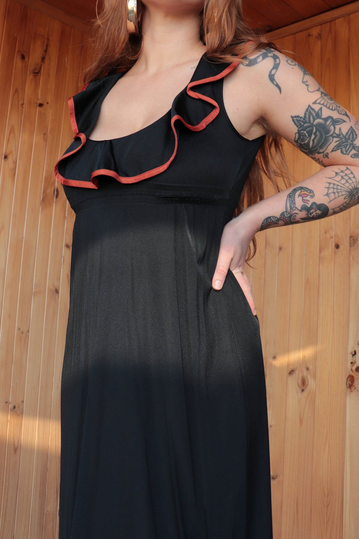 Black Frilly Maxi Dress