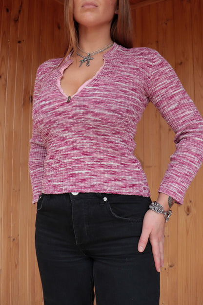 Pink Toned Knit Long Sleeve
